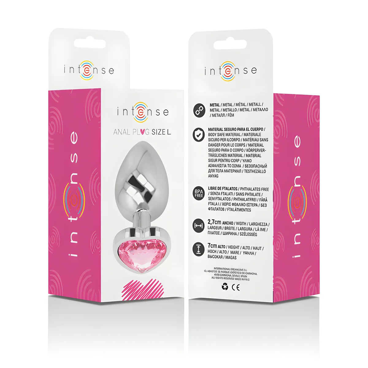 intense plug anal en metal aluminium coeur rose taille l