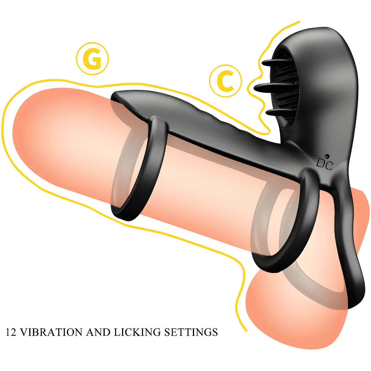 pretty love gaine penis jammy 12 vibrations avec langue en silicone rechargeable