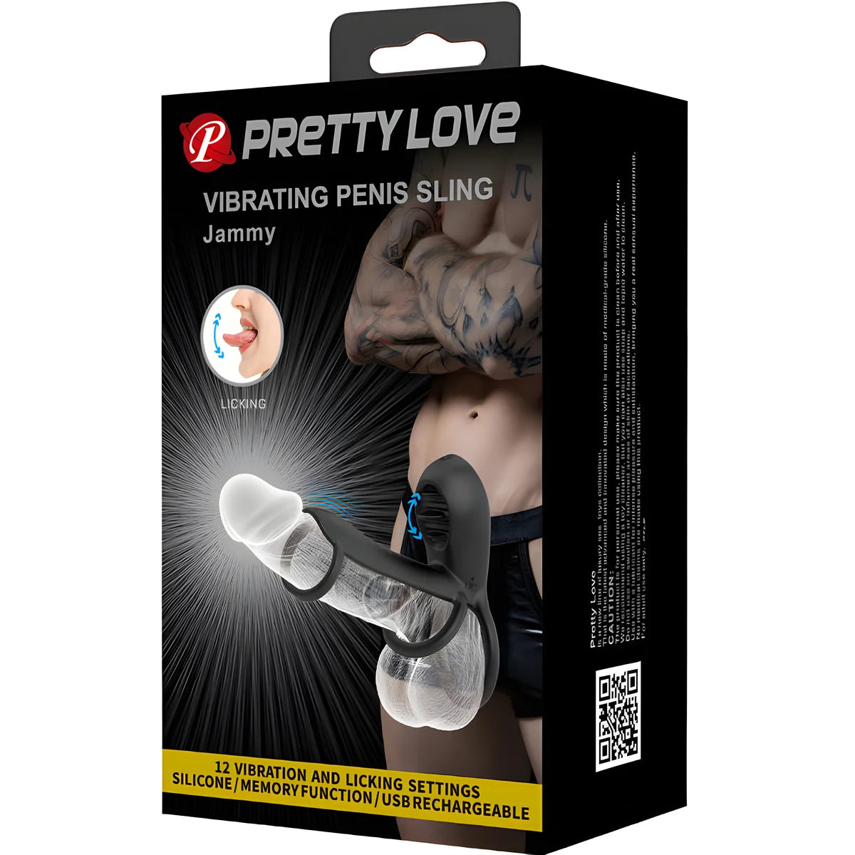 pretty love gaine penis jammy 12 vibrations avec langue en silicone rechargeable