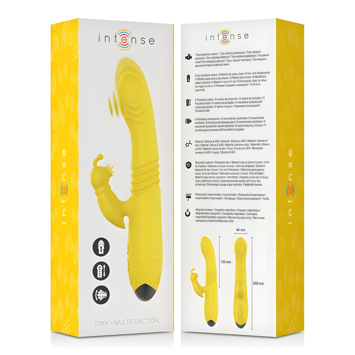 intense vibrateur multifonction toky up down avec stimulateur clitoral jaune