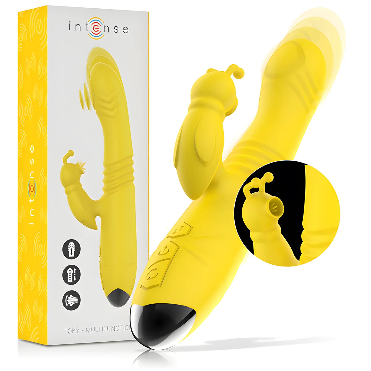 intense vibrateur multifonction toky up down avec stimulateur clitoral jaune