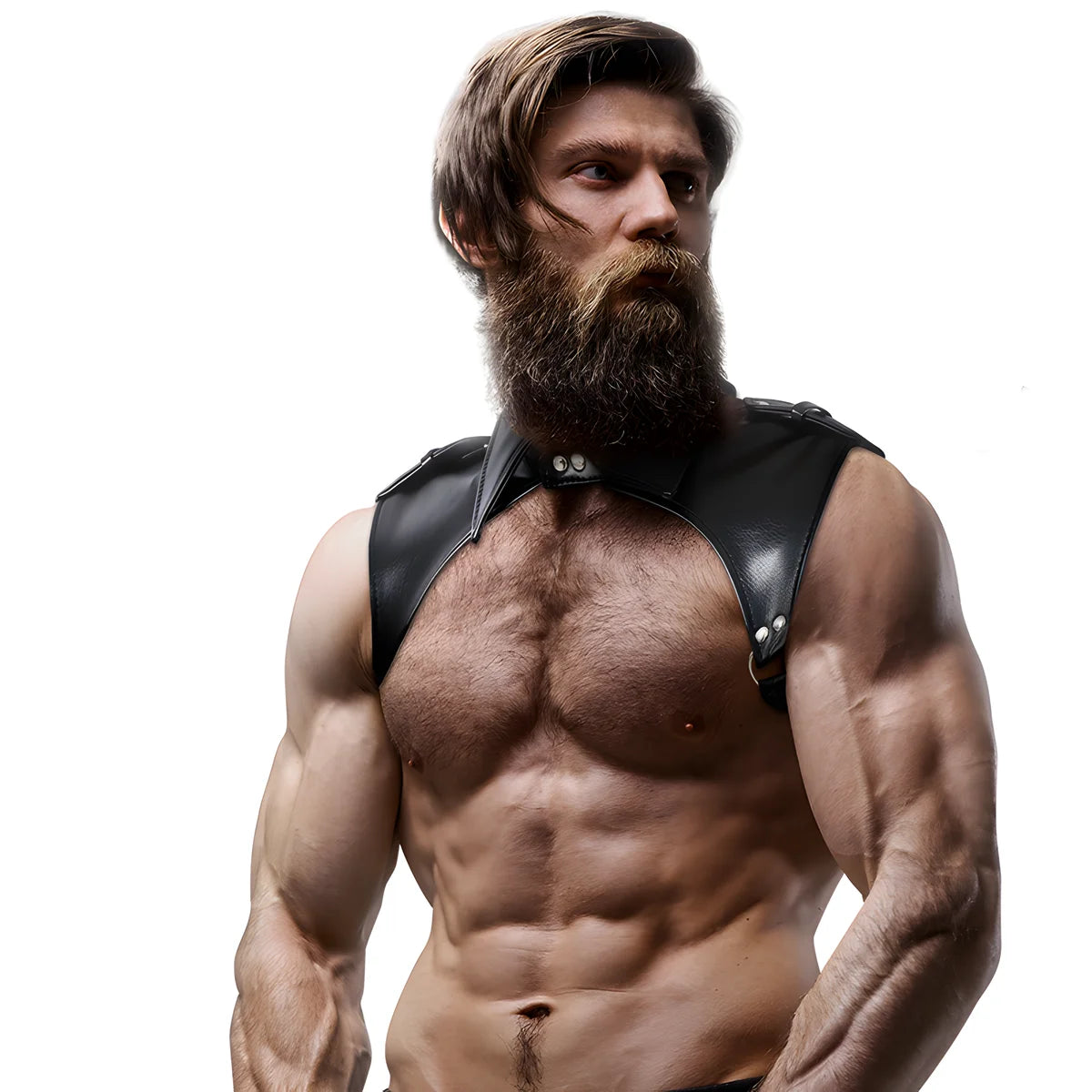 fetish submissive attitude harnais de cou ajustable en cuir ecologique brigade pour hommes