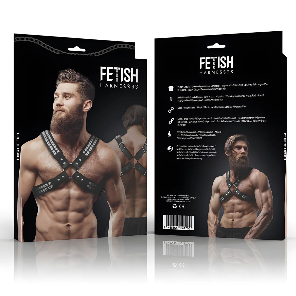 fetish submissive attitude harnais poitrine croisee en cuir ecologique pour hommes avec rivets