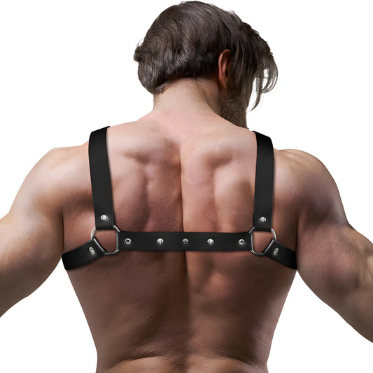 fetish submissive attitude harnais bulldog ajustable en cuir ecologique pour hommes