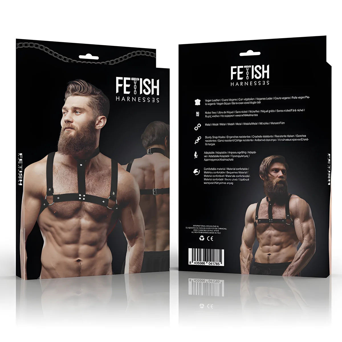 fetish submissive attitude harnais poitrine ajustable en cuir ecologique avec collier pour hommes