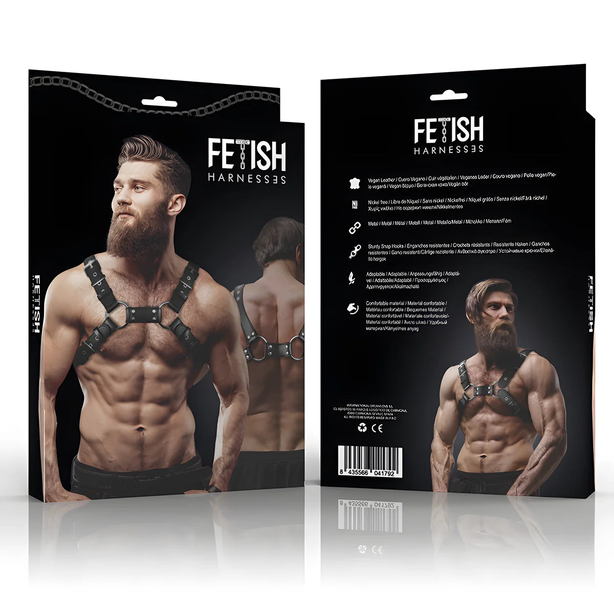 fetish submissive attitude harnais poitrine bulldog ajustable en cuir ecologique pour hommes