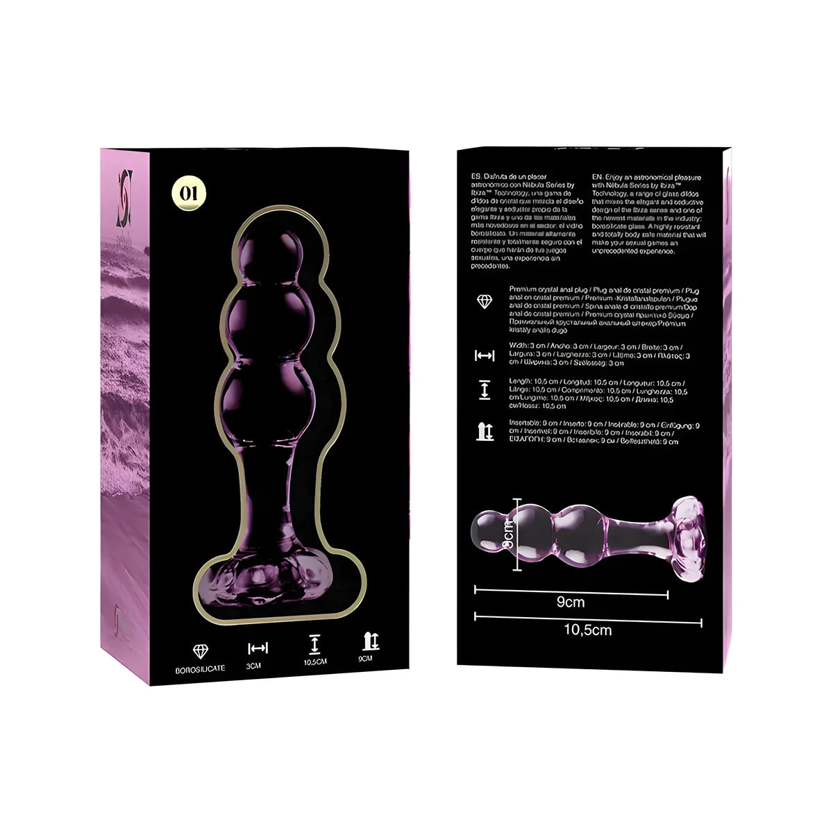 nebula series by ibiza modele 1 bouchon en verre borosilicate transparent 10 5 cm o 3 cm