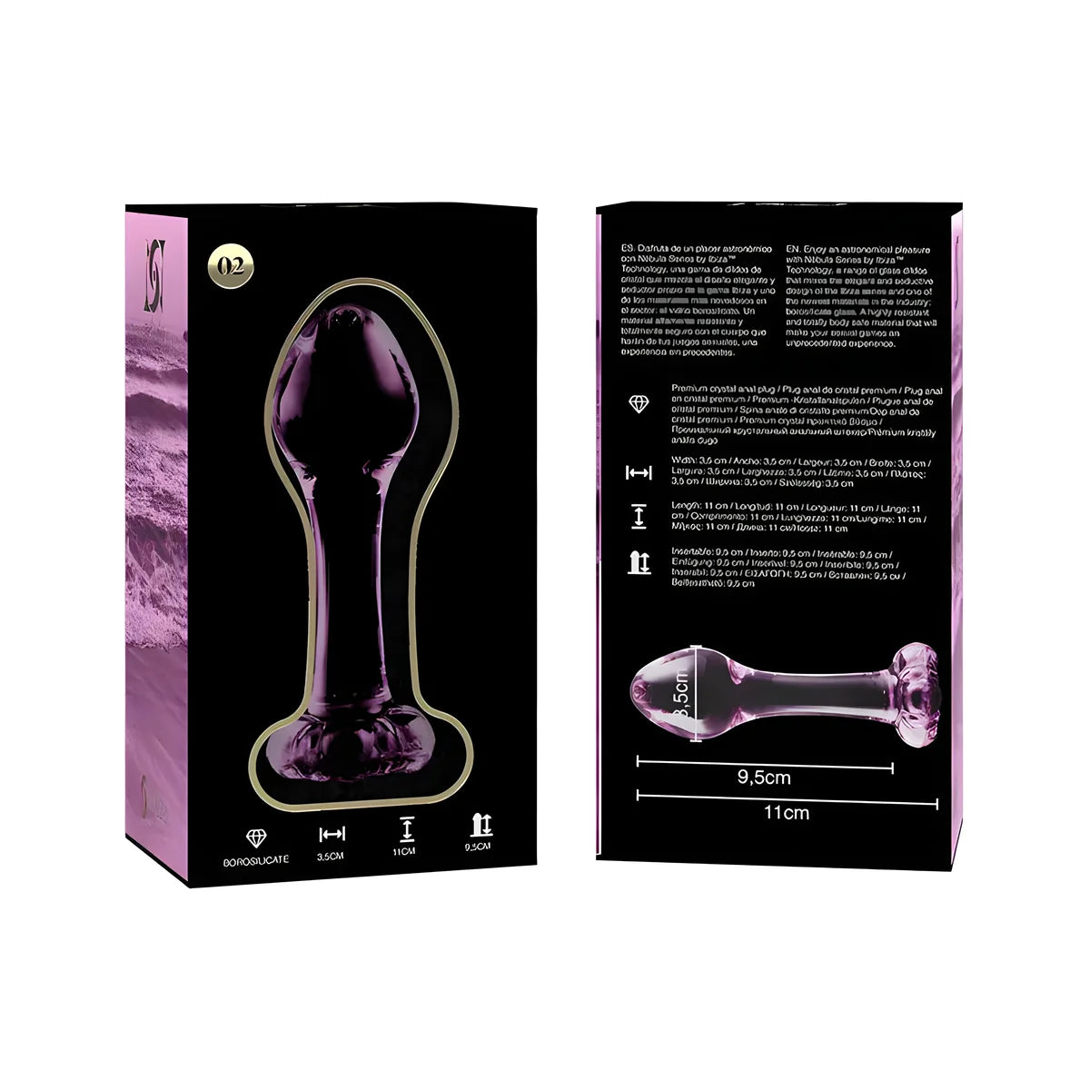 nebula series by ibiza plug anal modele 2 verre borosilicate clair 11 cm o 3 5 cm