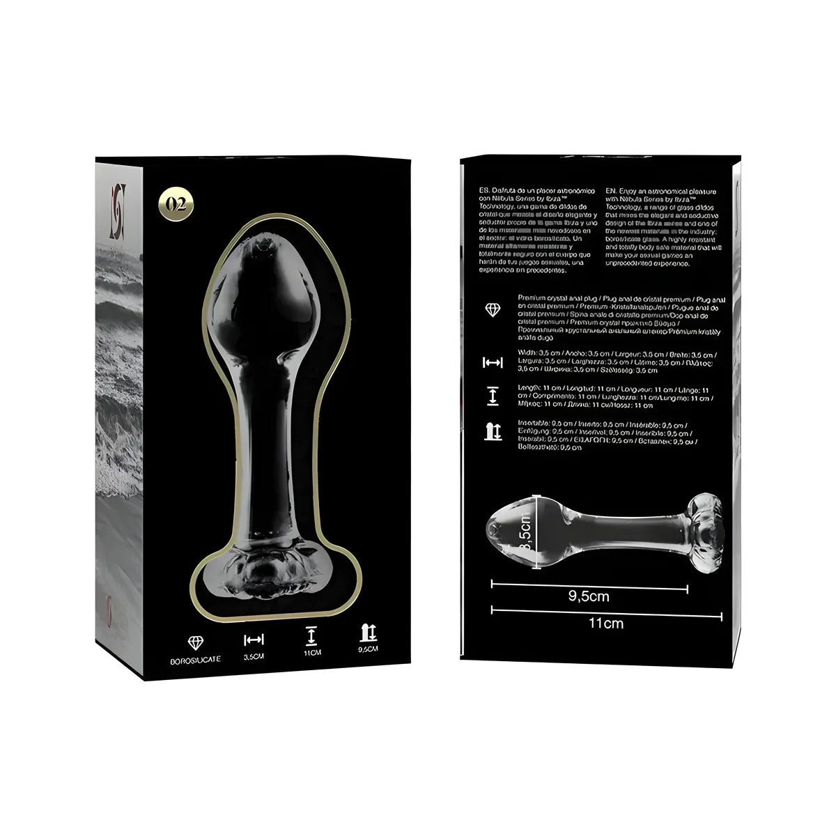 nebula series by ibiza plug anal modele 2 verre borosilicate clair 11 cm o 3 5 cm