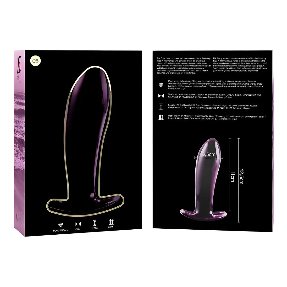 nebula series by ibiza plug anal modele 5 verre borosilicate clair 12 5 cm o 3 5 cm