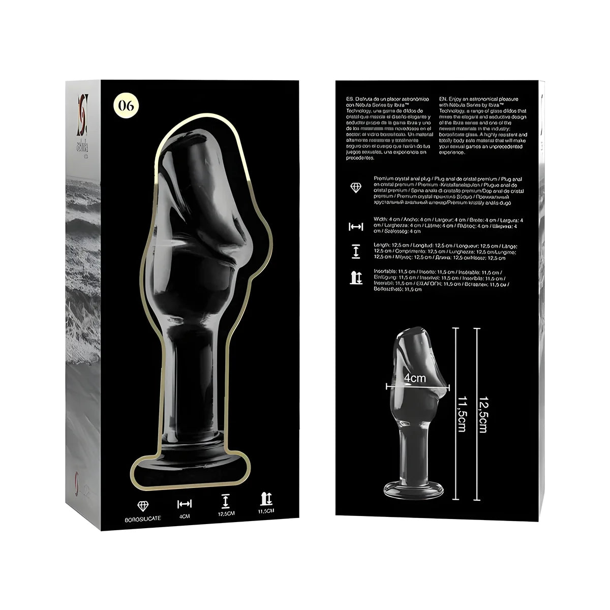 nebula series by ibiza plug anal modele 6 verre borosilicate clair 12 5 cm o 4 cm