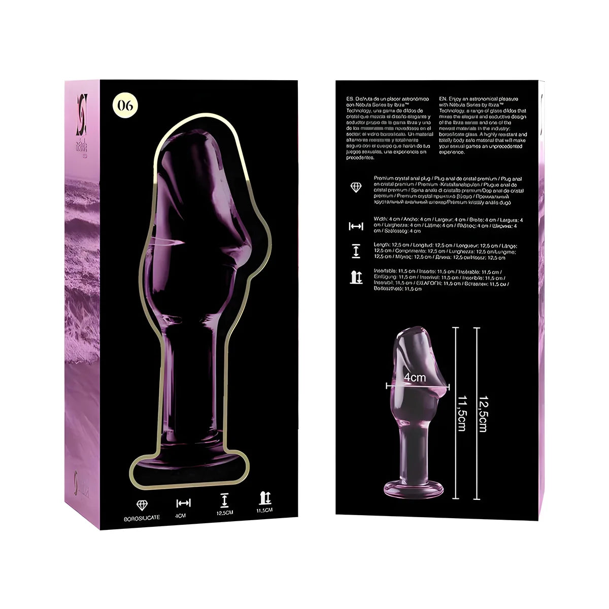 nebula series by ibiza plug anal modele 6 verre borosilicate clair 12 5 cm o 4 cm