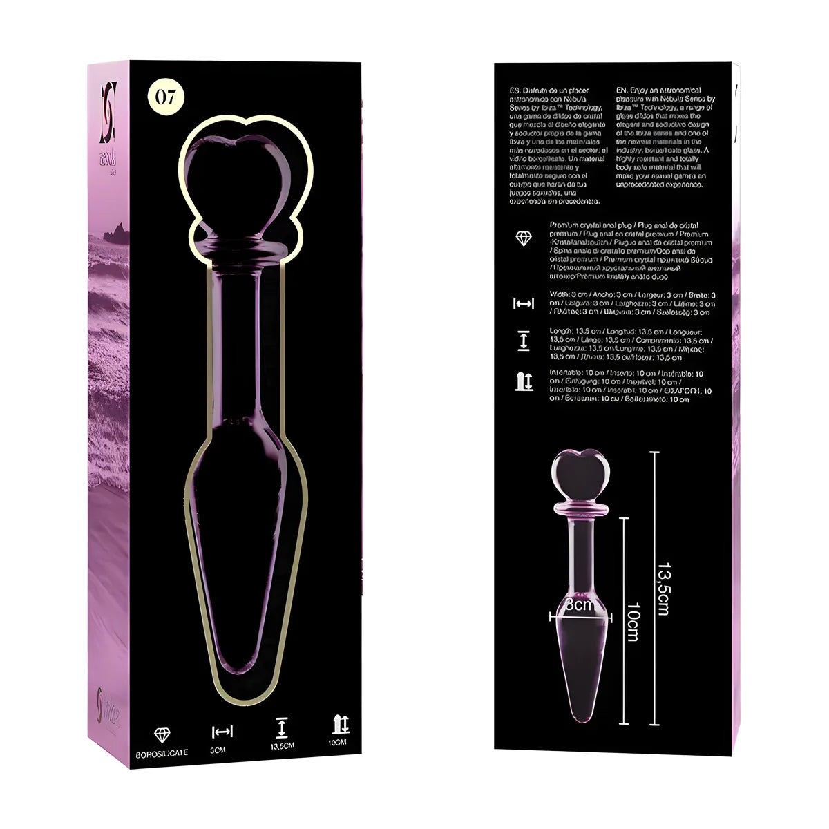 nebula series by ibiza plug anal modele 7 verre borosilicate clair 13 5 cm o 3 cm