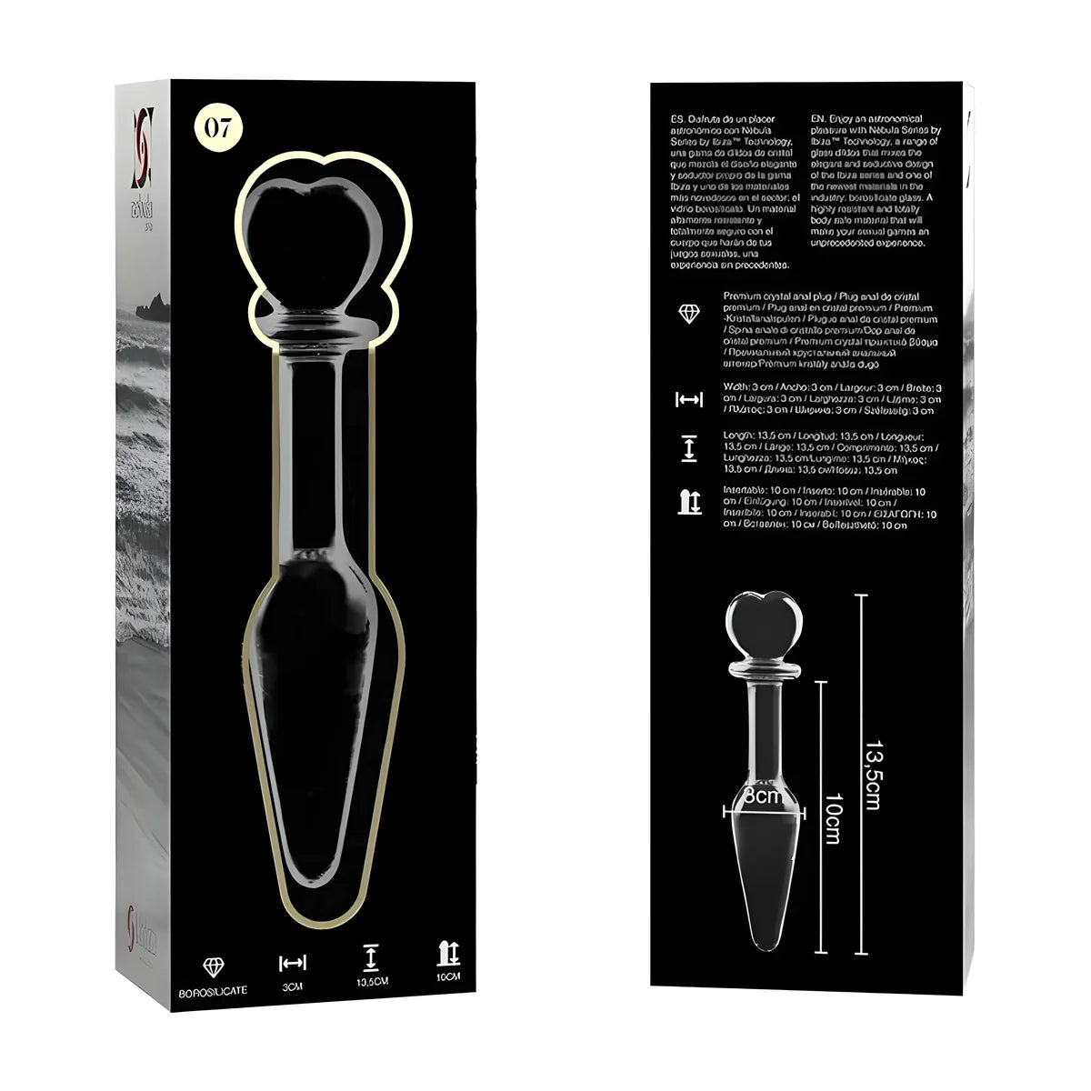 nebula series by ibiza plug anal modele 7 verre borosilicate clair 13 5 cm o 3 cm