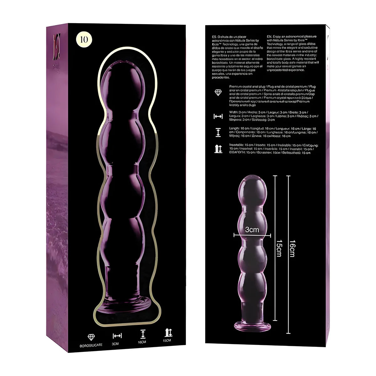 nebula series by ibiza modele 10 gode en verre borosilicate clair 16 5 cm o 3 5 cm