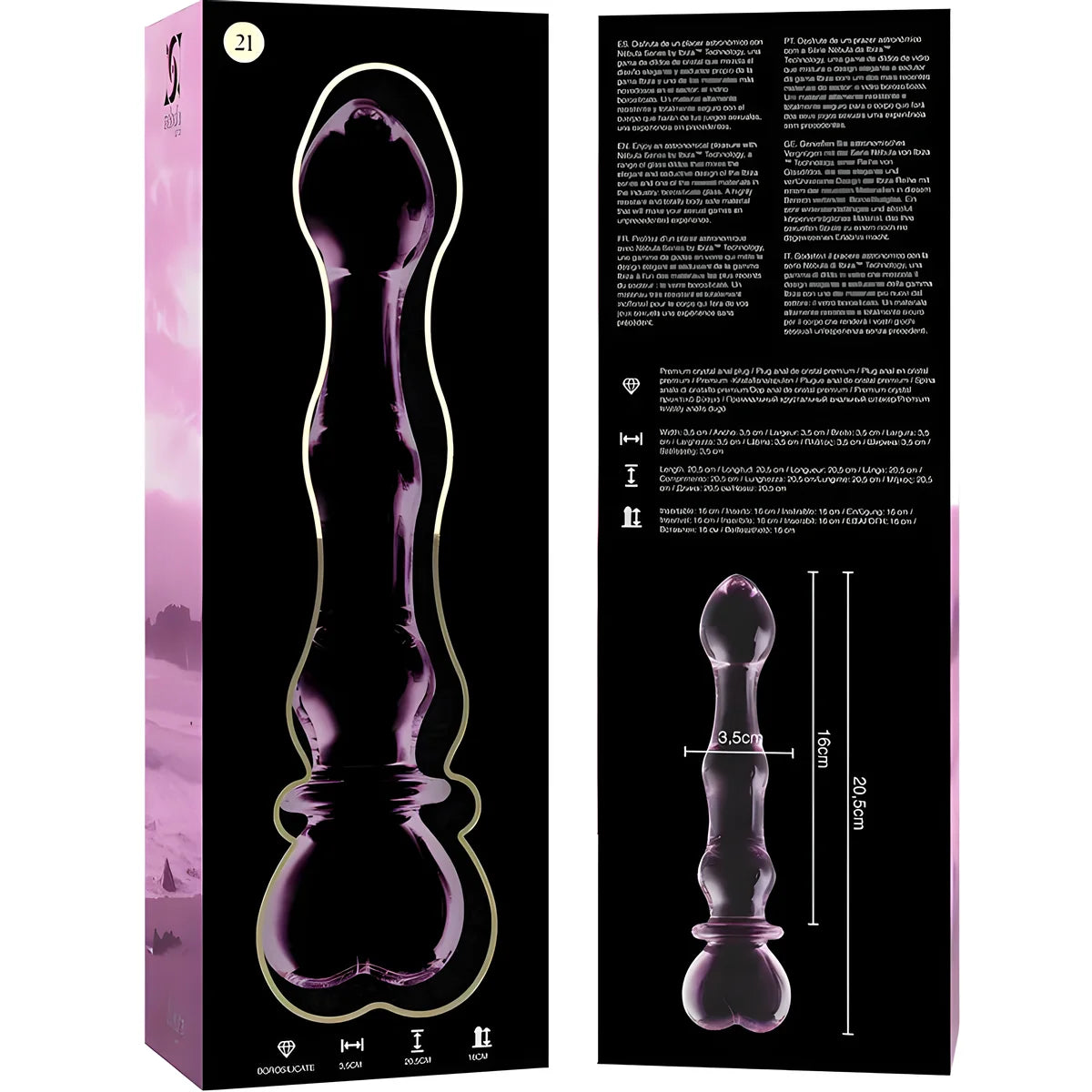 nebula series by ibiza modele 21 gode en verre borosilicate clair 20 5 cm o 3 5 cm