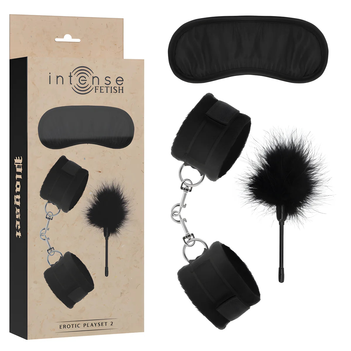 intense fetish playset erotique 2 avec menottes masque aveugle et tickler