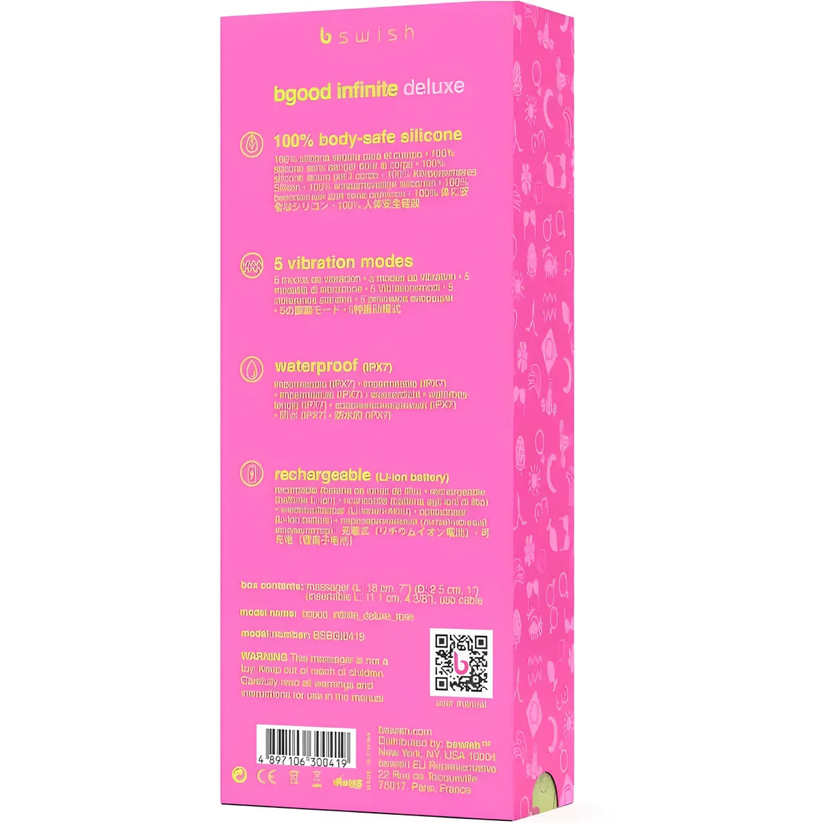 b swish vibrateur rechargeable b swish bgood infinite deluxe silicone rose