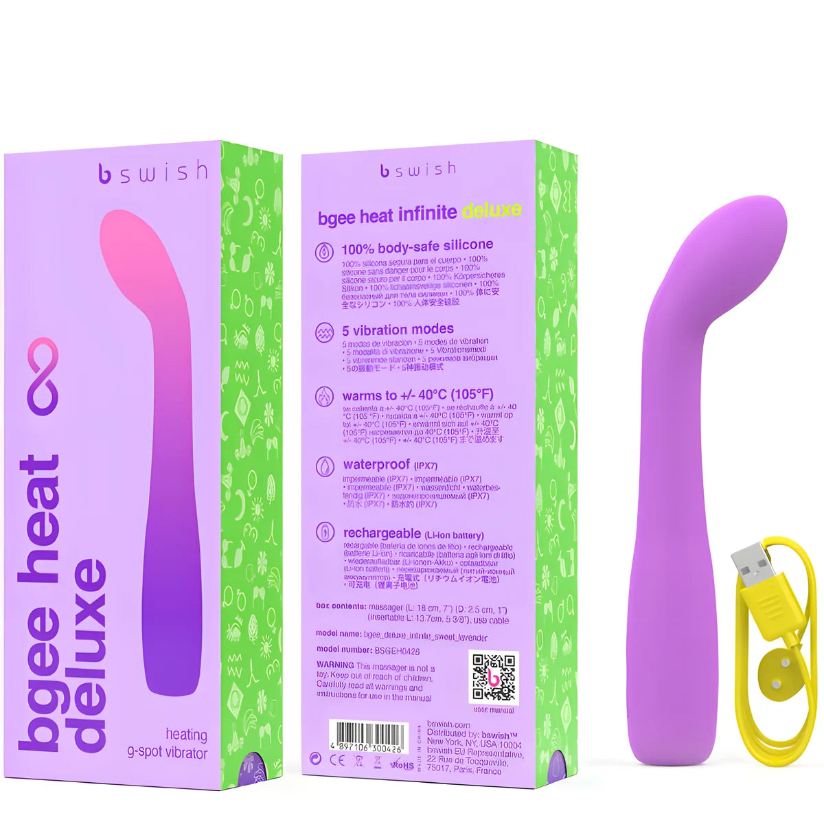 b swish vibrateur rechargeable bgee heat infinite deluxe lavande silicone