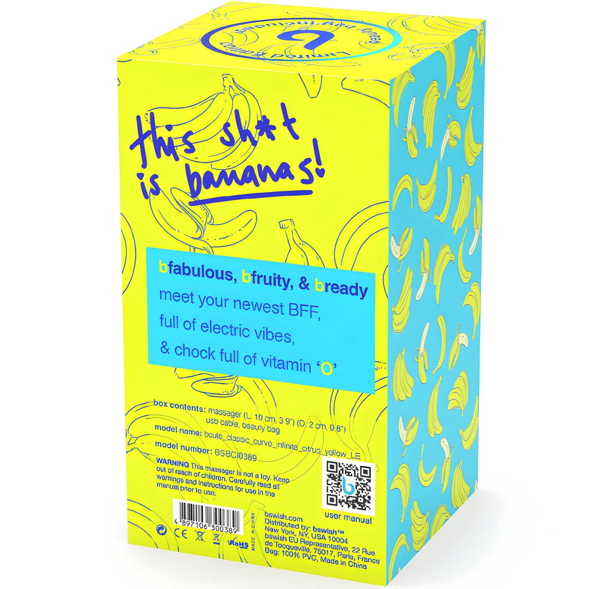 b swish vibrateur en silicone rechargeable bcute curve infinite classic edition limitee jaune