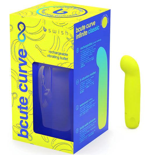 b swish vibrateur en silicone rechargeable bcute curve infinite classic edition limitee jaune