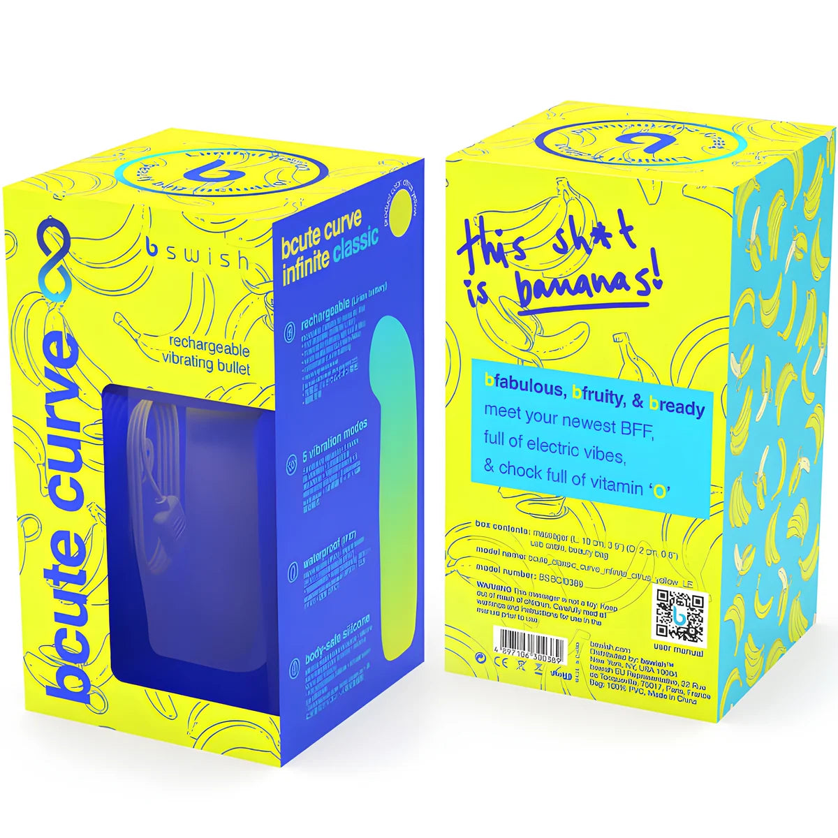 b swish vibrateur en silicone rechargeable bcute curve infinite classic edition limitee jaune
