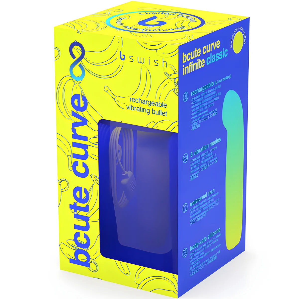 b swish vibrateur en silicone rechargeable bcute curve infinite classic edition limitee jaune