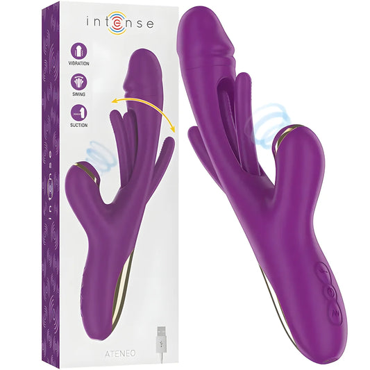 intense ateneo vibrateur multifonction rechargeable 7 vibrations avec langue oscillante et sucer violet
