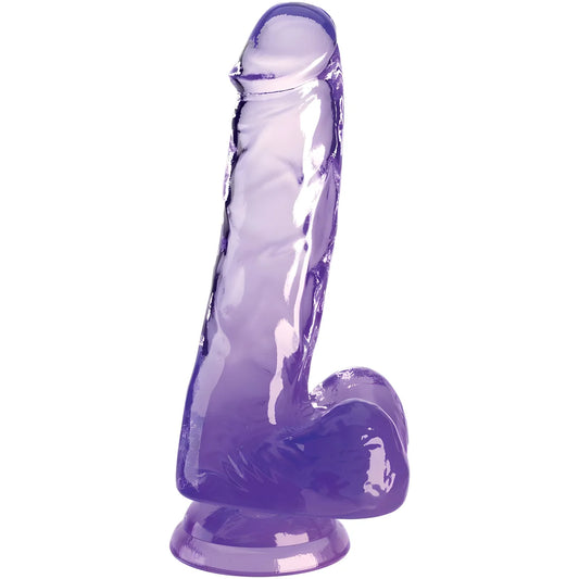 king cock clear penis realiste avec boules 13 5 cm violet