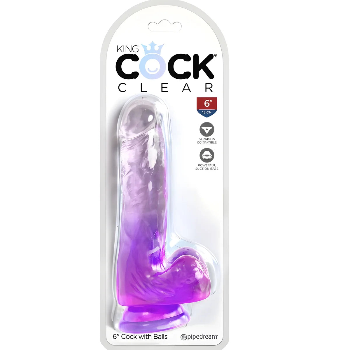 king cock clear penis realiste avec boules 13 5 cm violet