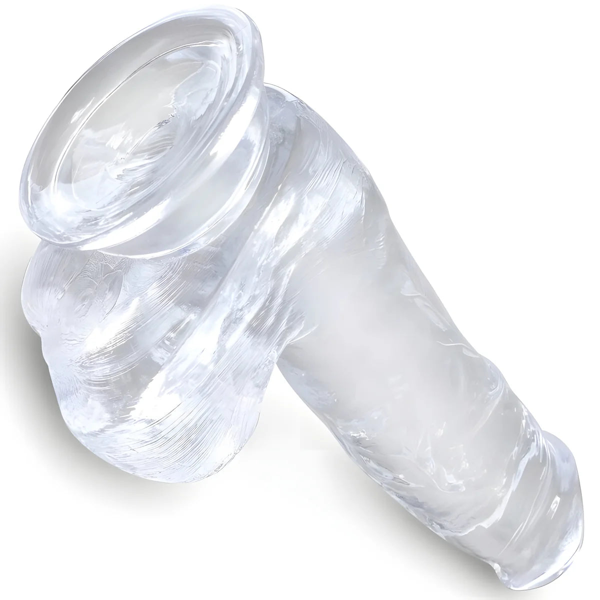 king cock clear penis realiste avec boules 13 5 cm transparent