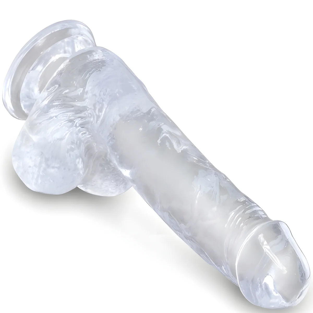 king cock clear penis realiste avec boules 13 5 cm transparent