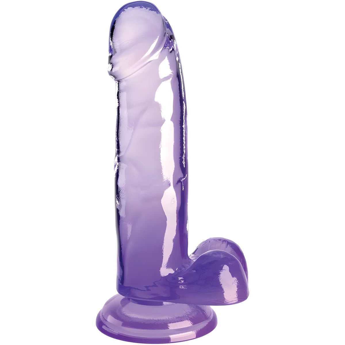king cock clear penis realiste avec boules 15 2 cm violet