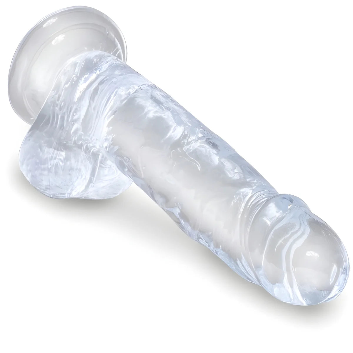 king cock clear penis realiste avec boules 15 2 cm transparent