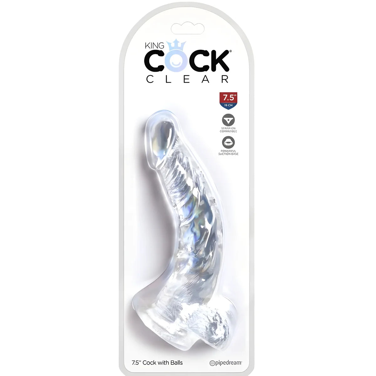 king cock clear penis courbe realiste avec boules 16 5 cm transparent