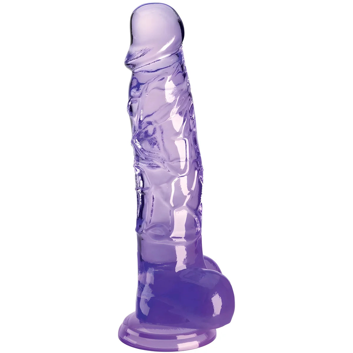 king cock clear penis realiste avec boules 16 5 cm violet