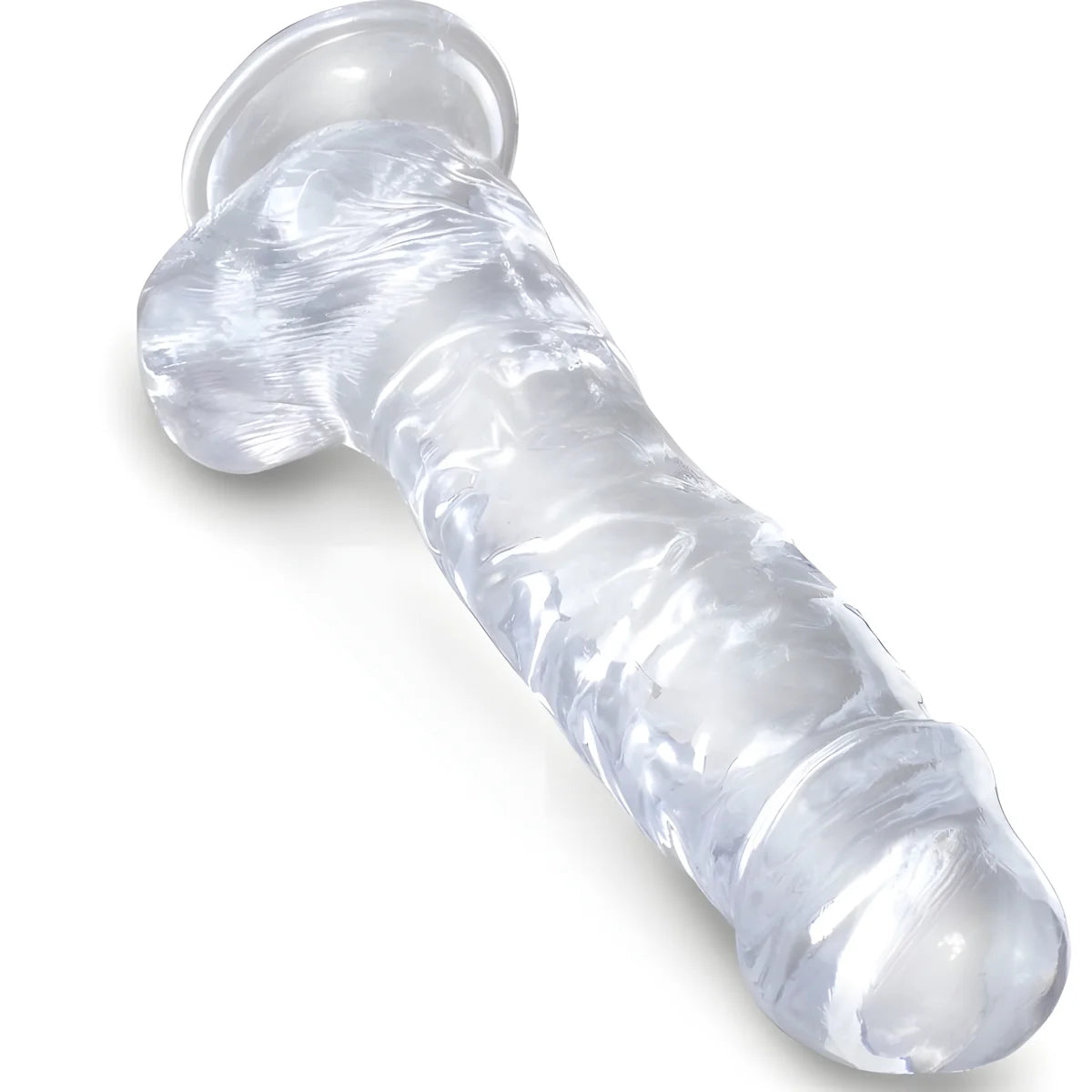 king cock clear penis realiste avec boules 16 5 cm transparent