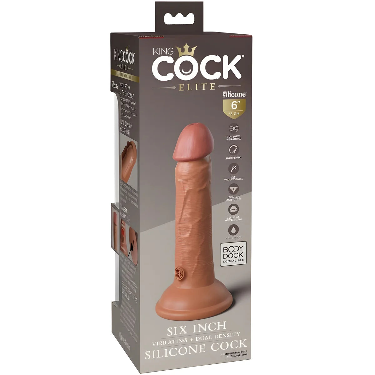 king cock elite gode realiste vibrant silicone 15 2 cm caramel
