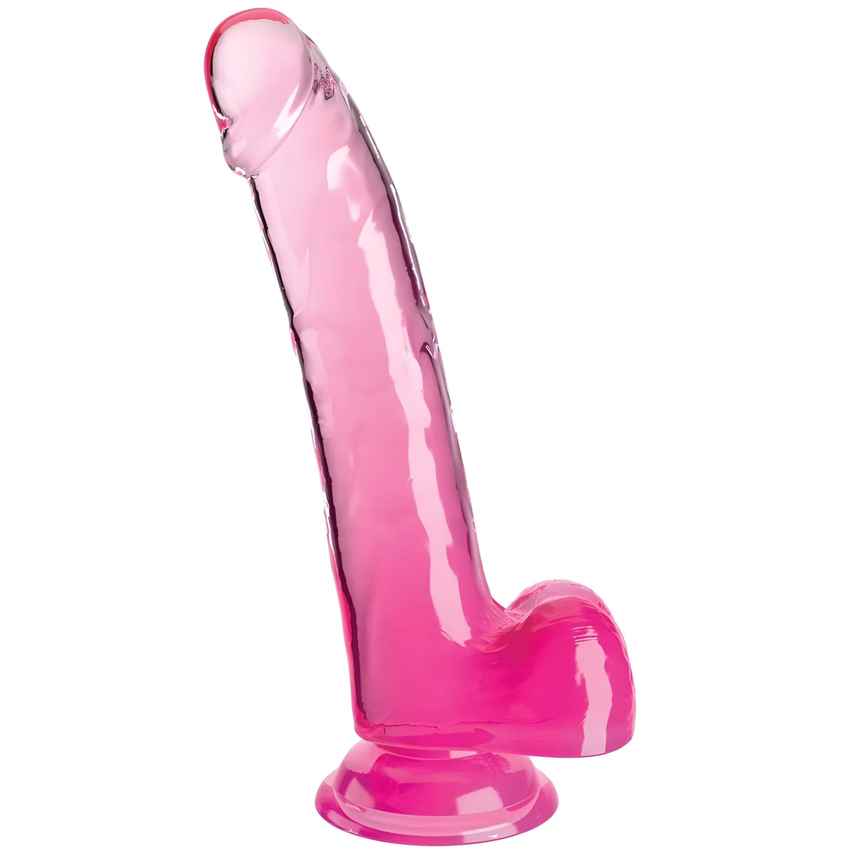 king cock clear gode avec testicules 20 3 cm rose