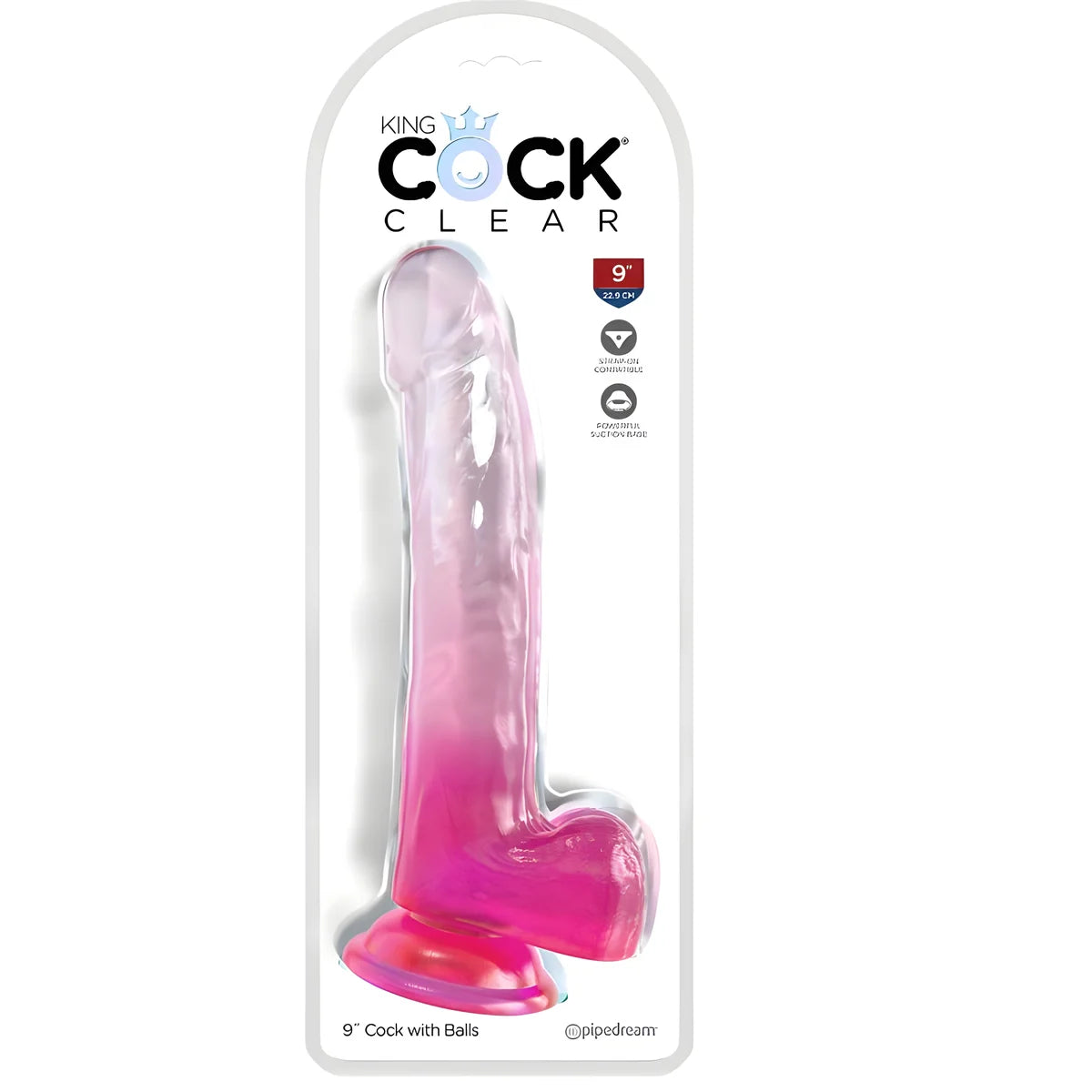 king cock clear gode avec testicules 20 3 cm rose