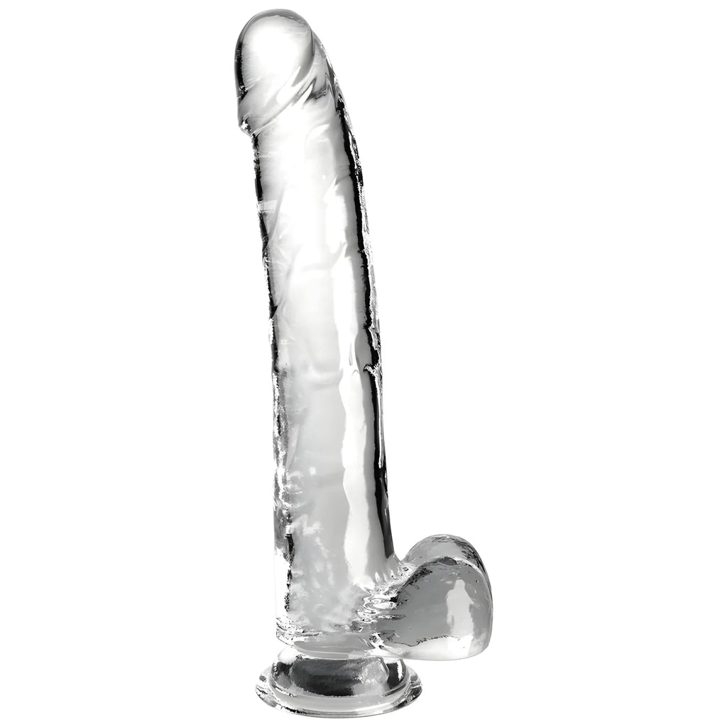 king cock clear gode avec testicules 24 8 cm transparent