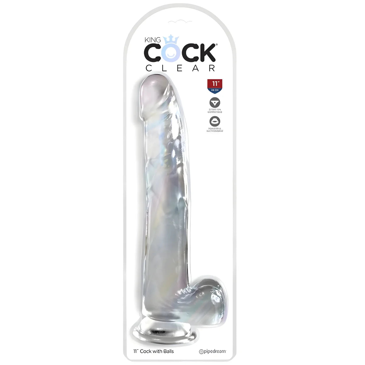 king cock clear gode avec testicules 24 8 cm transparent