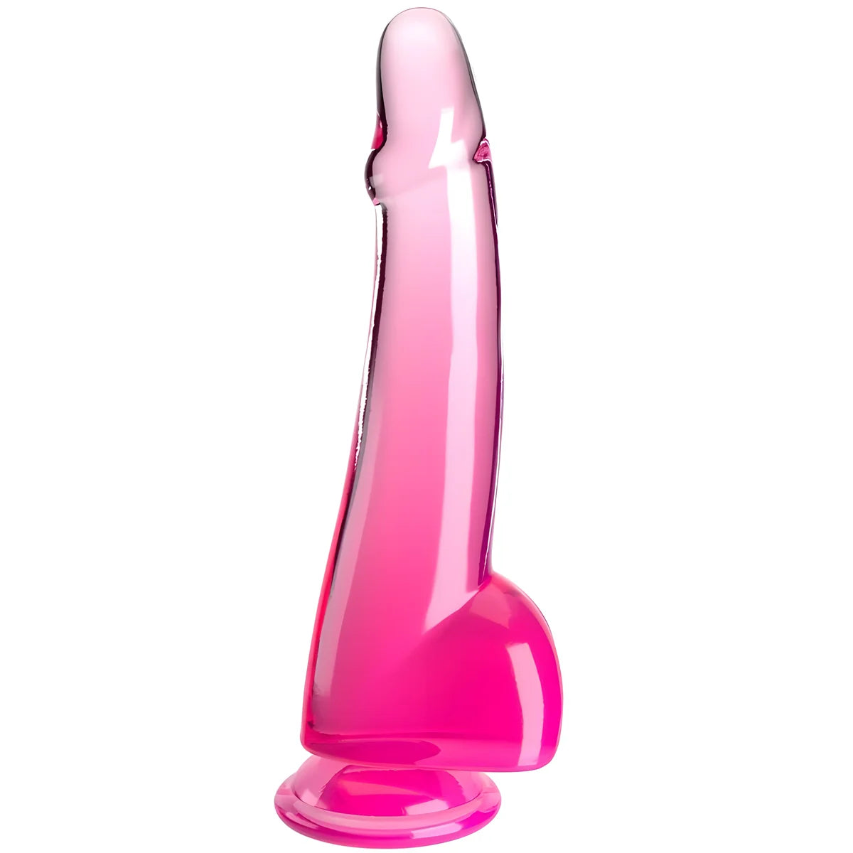 king cock clear gode testicules 19 cm rose