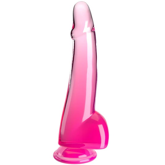 king cock clear gode testicules 19 cm rose