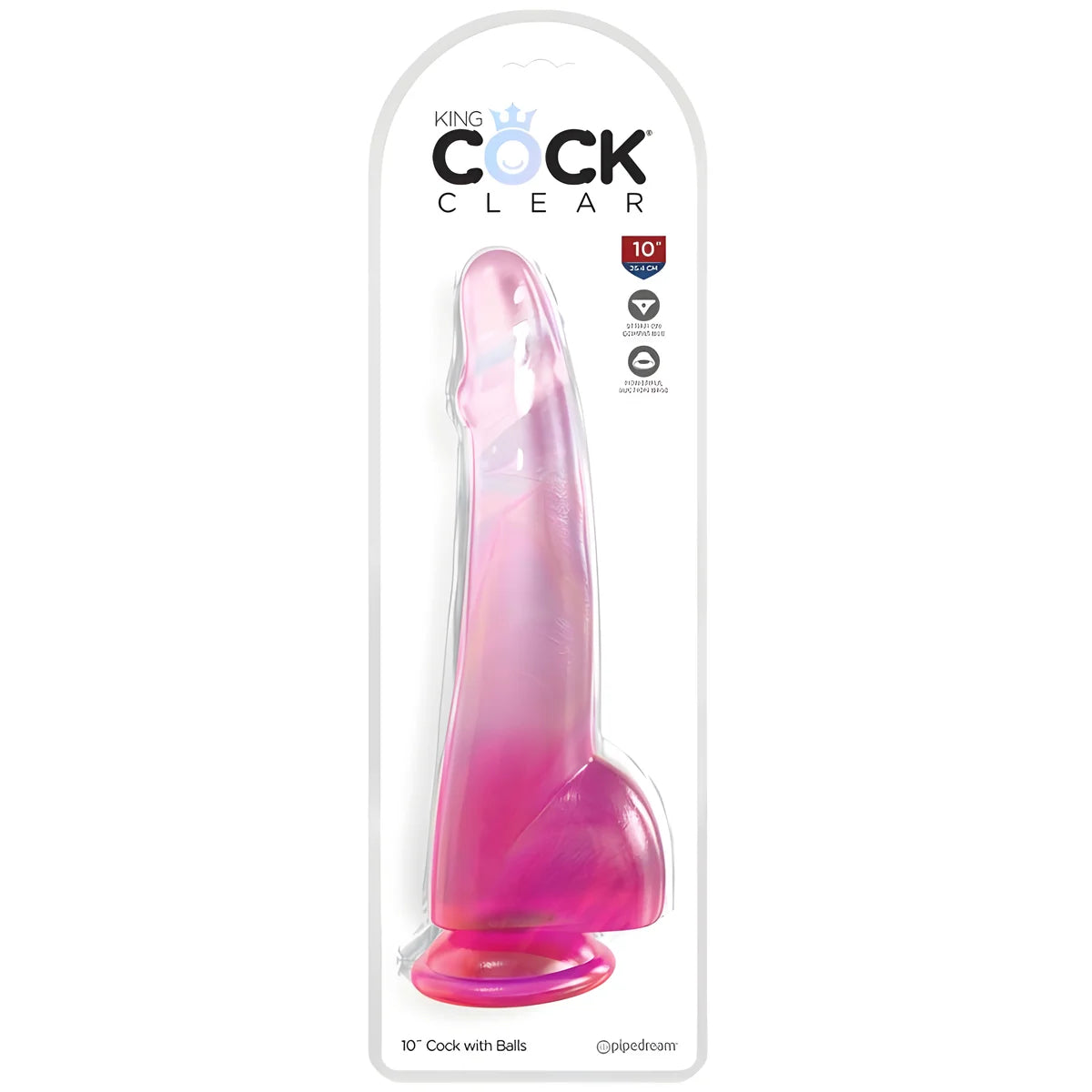 king cock clear gode testicules 19 cm rose