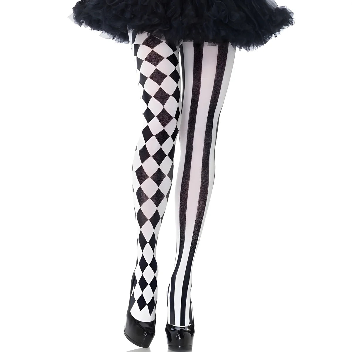 leg avenue collants arlequin noir blanc
