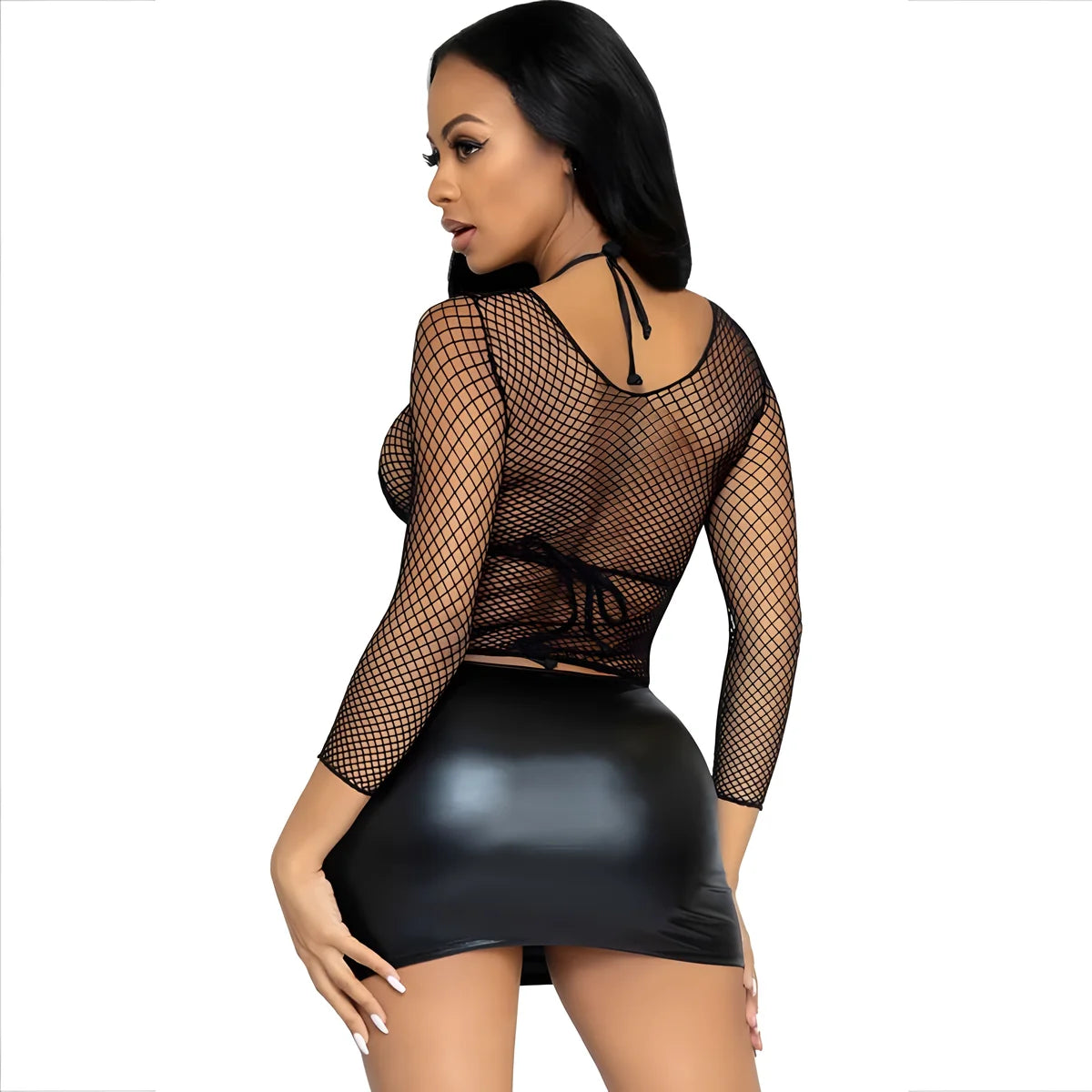 leg avenue t shirt a manches longues resille noir