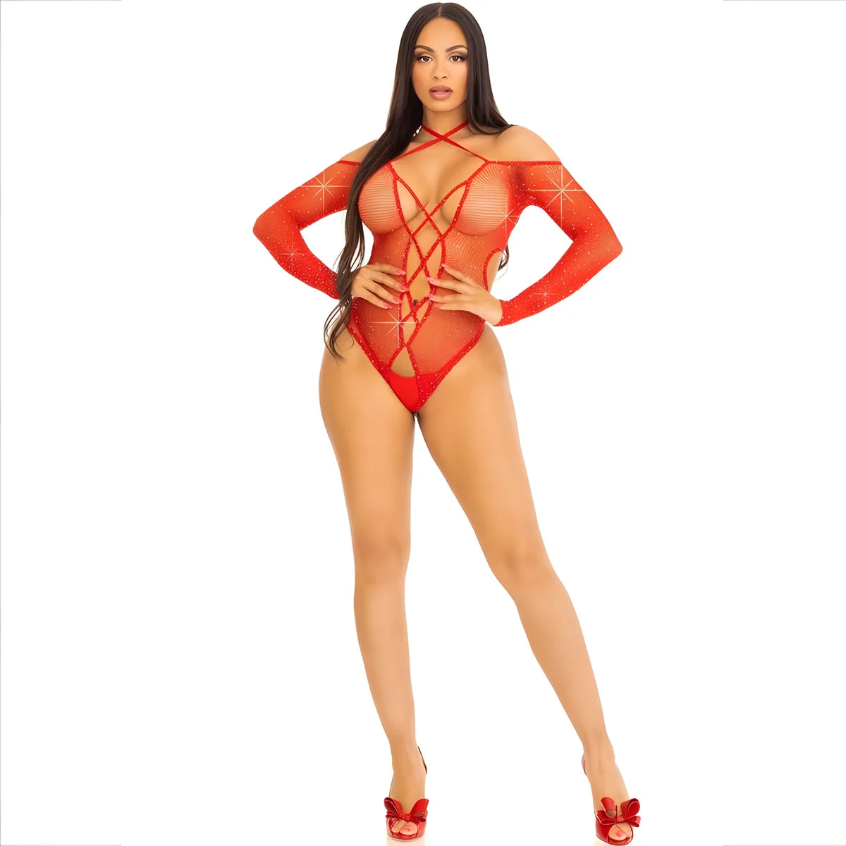 leg avenue corps crothless avec rouge brillant