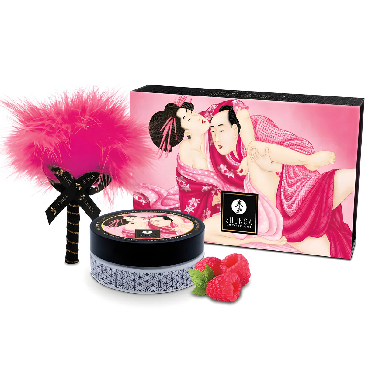 shunga kit de poudre de massage comestible framboise