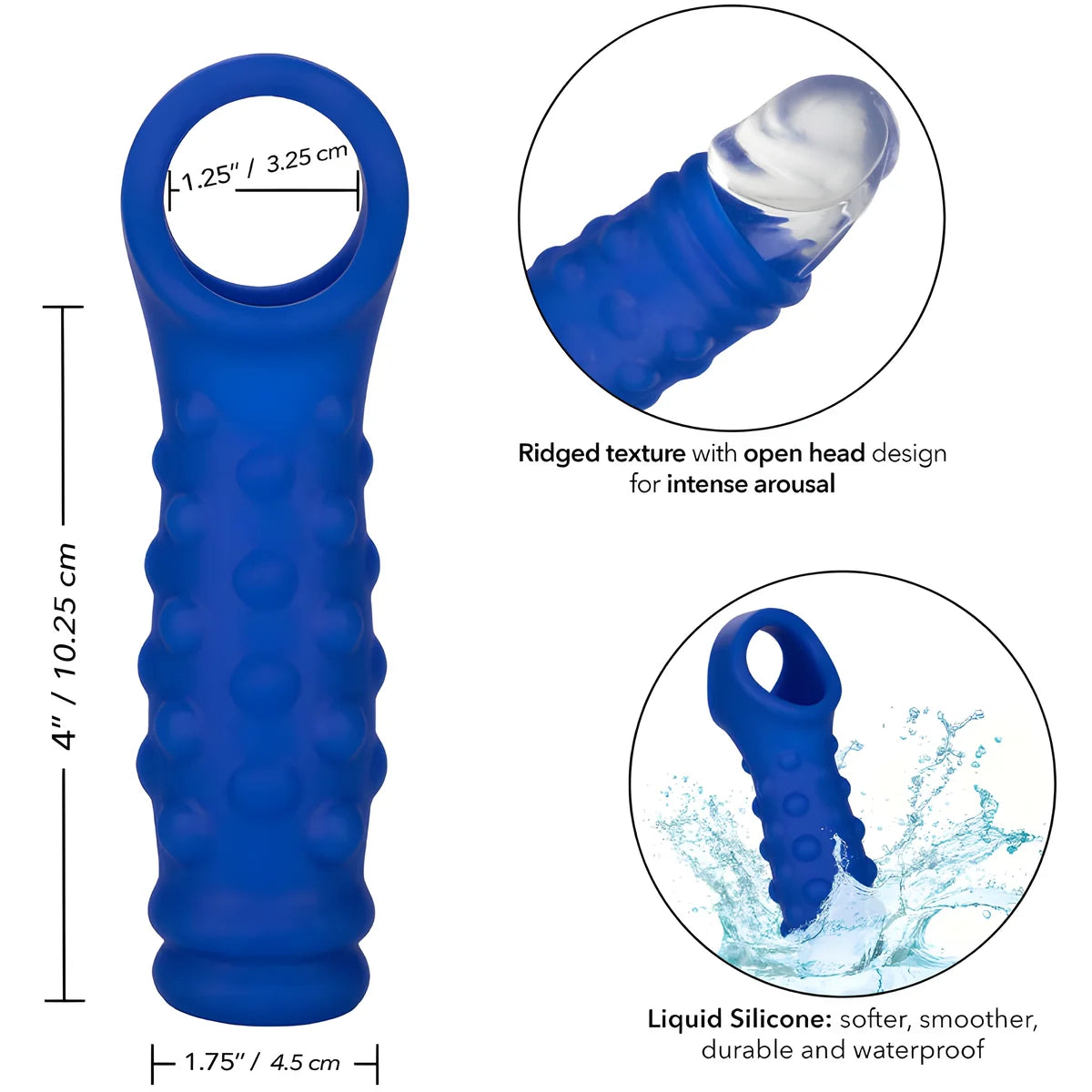 calexotics admiral couvercle de penis en perles silicone liquide bleu
